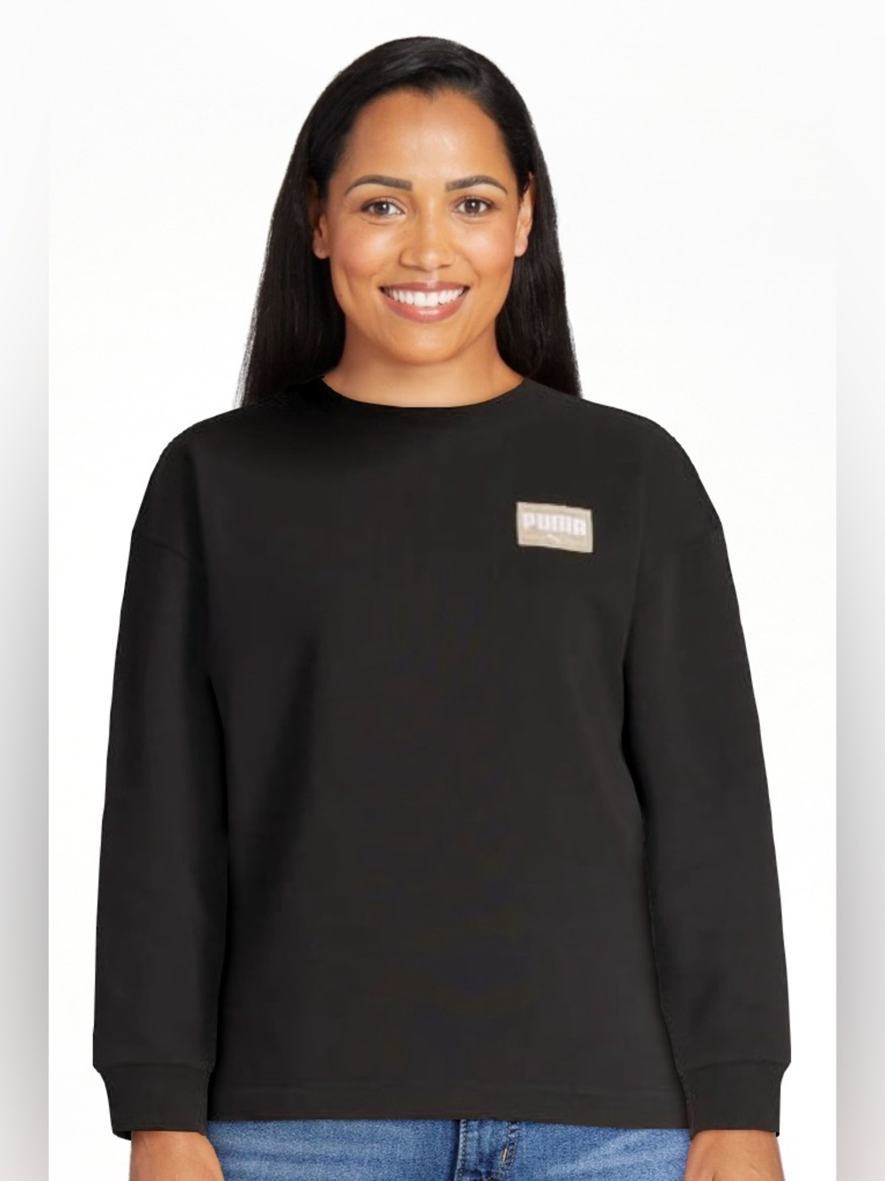 Puma Black Crew Sweatshirt with Tan Patch - Picture 5 of 6